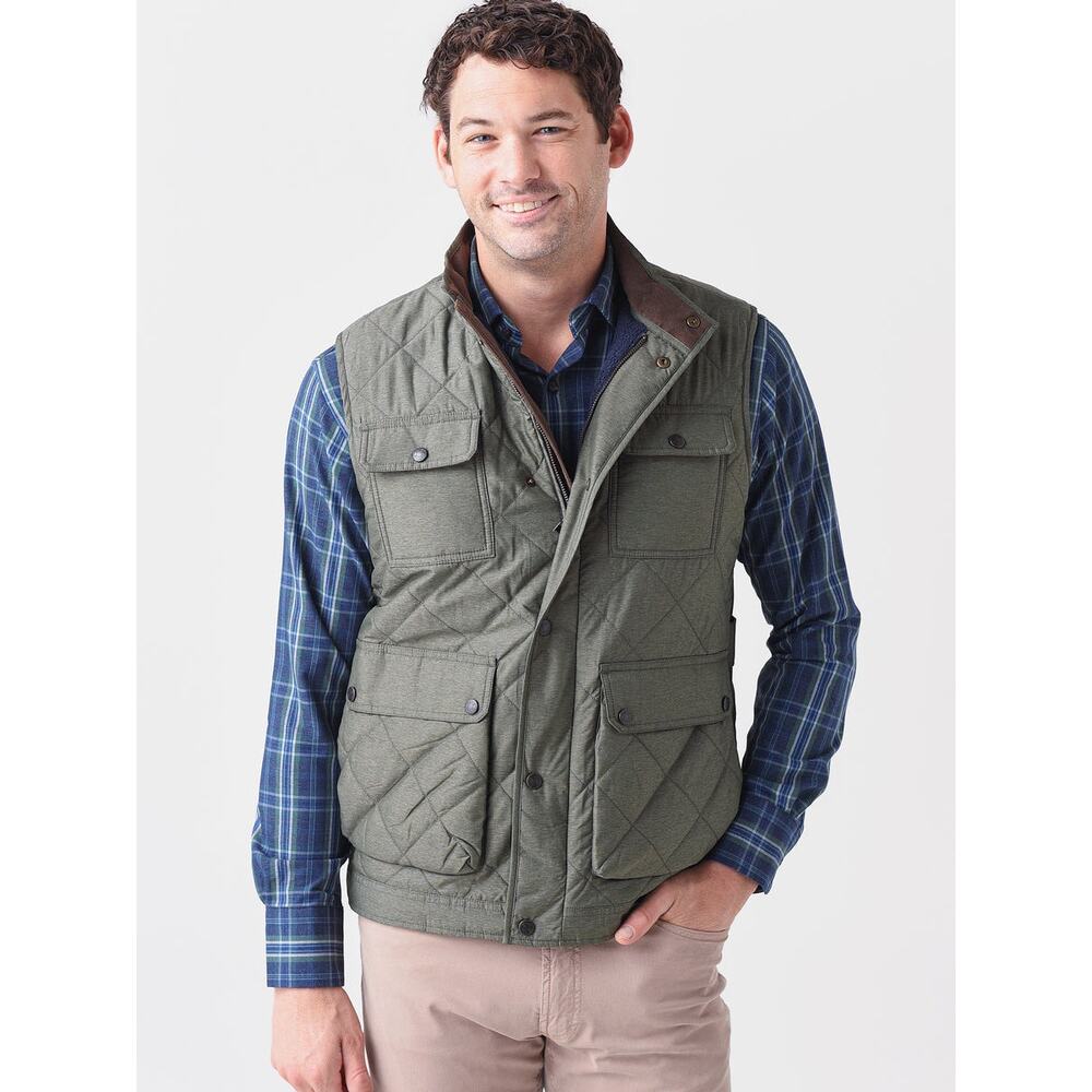 NWT! Peter Millar L Crown Dark Olive Green Sussex Quilted Vest- Water Resistant